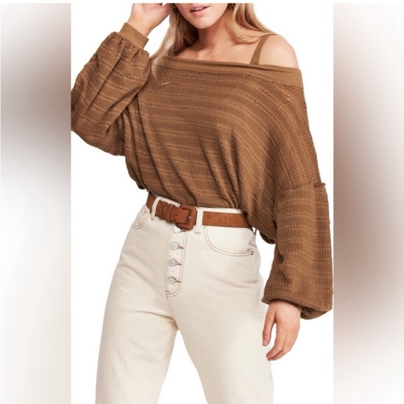 Free People Tops - NWT Free People Sistine Hacci Knit Top in Moss Green